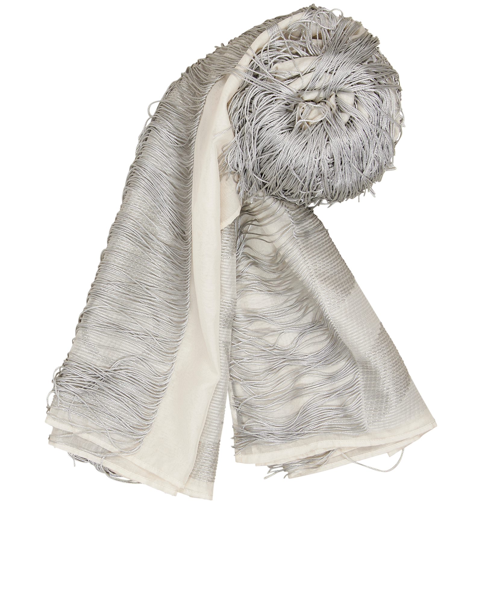 Jimmy Choo Fringed Scarf, &pound;90, Accessories, Silver/White, Silk/Viscose, Other view