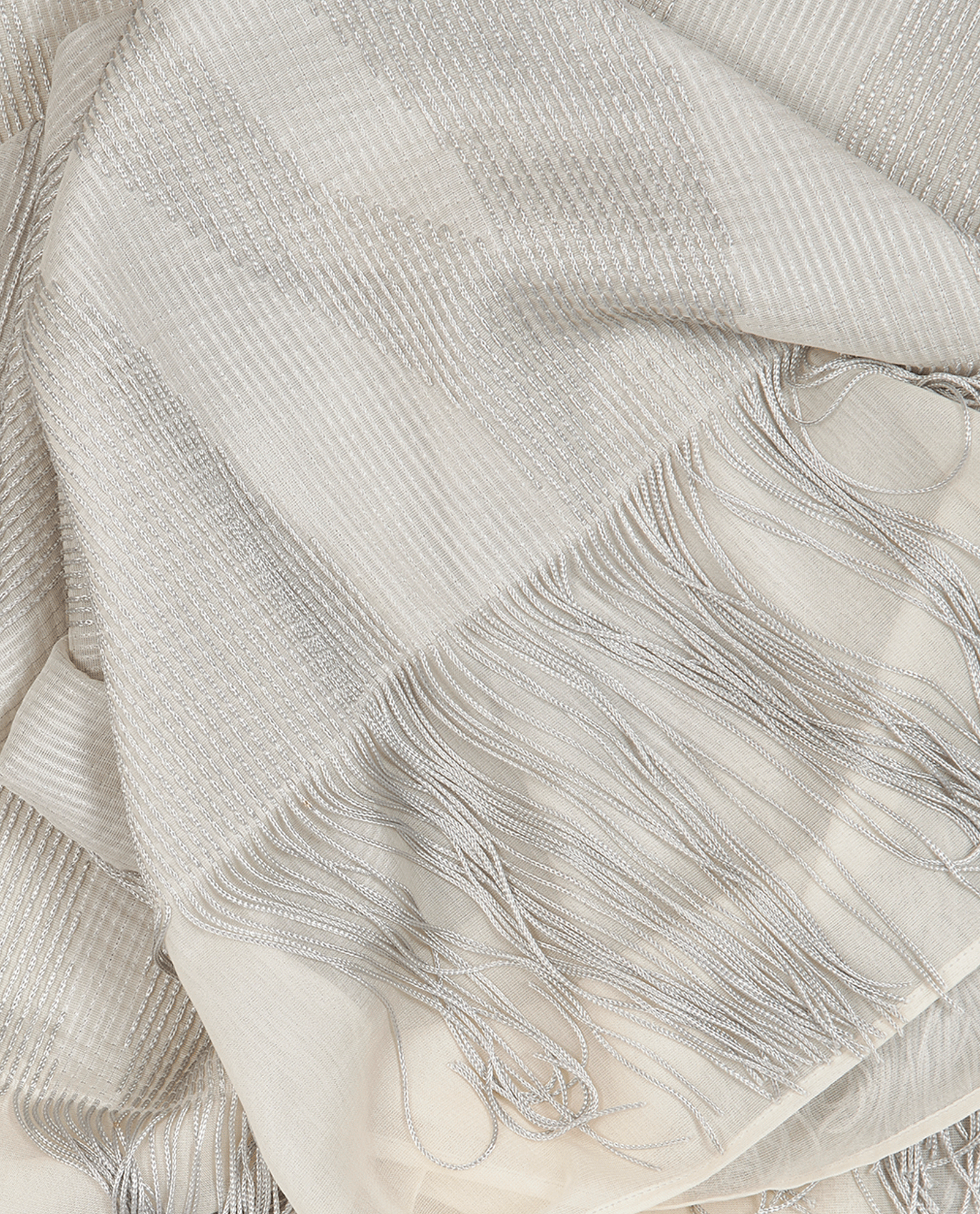 Jimmy Choo Fringed Scarf, &pound;90, Accessories, Silver/White, Silk/Viscose, Other view