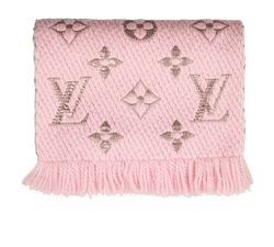 Louis Vuitton Logomania Scarf, Wool/Silk, Pink/Silver, 3*