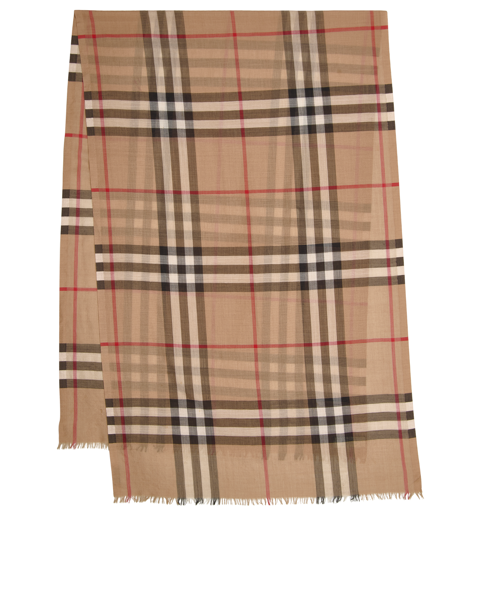 Burberry Check Fringed Shawl, &pound;120, Accessories, Brown, Silk/Wool, Back view