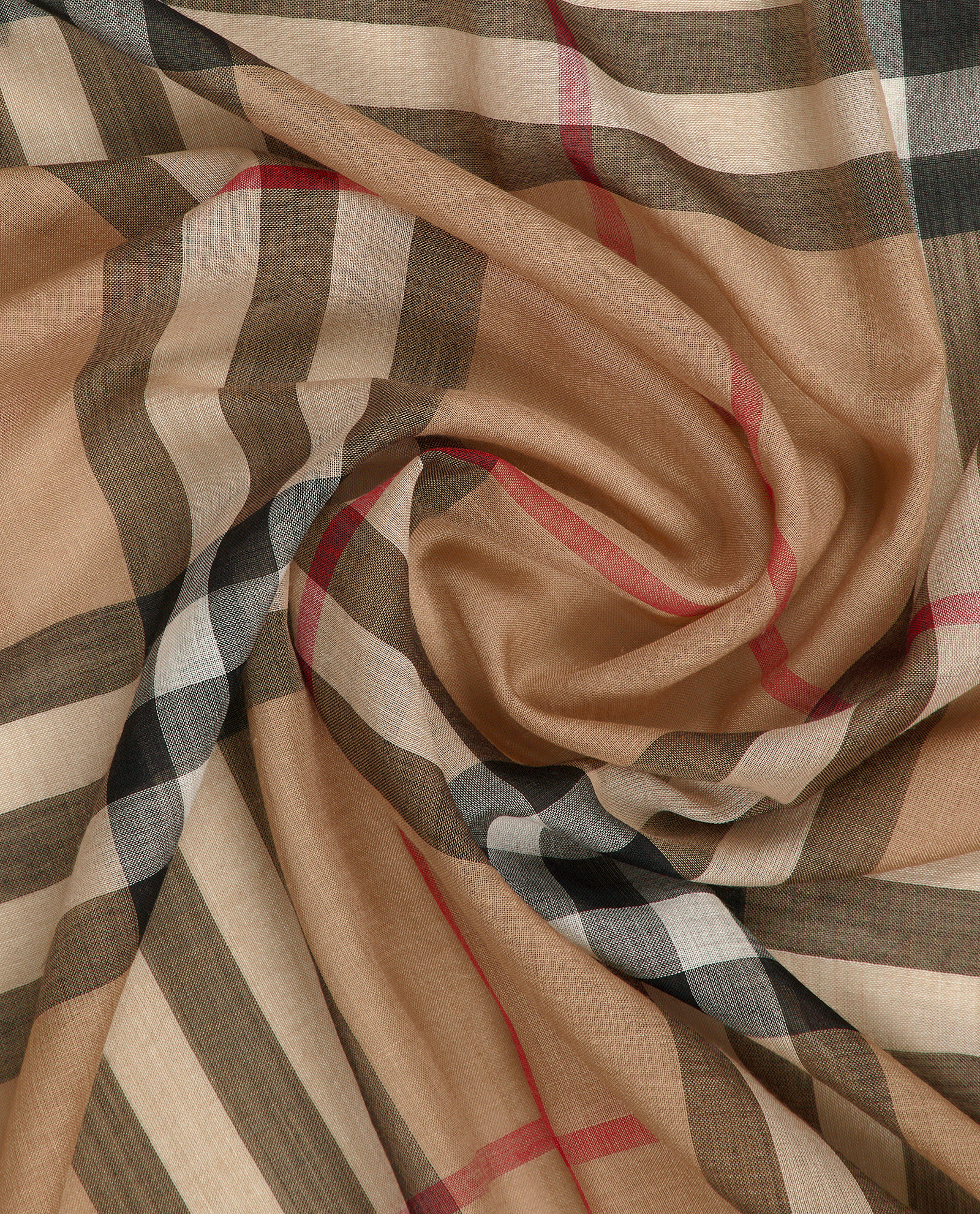 Burberry Check Fringed Shawl, &pound;120, Accessories, Brown, Silk/Wool, Other view