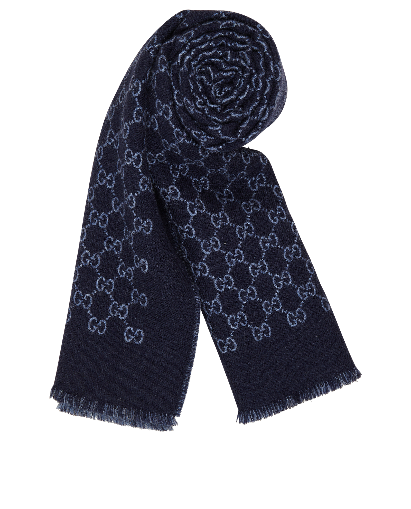 Gucci GG Fringed Scarf, &pound;230, Accessories, Blue, Wool, Other view
