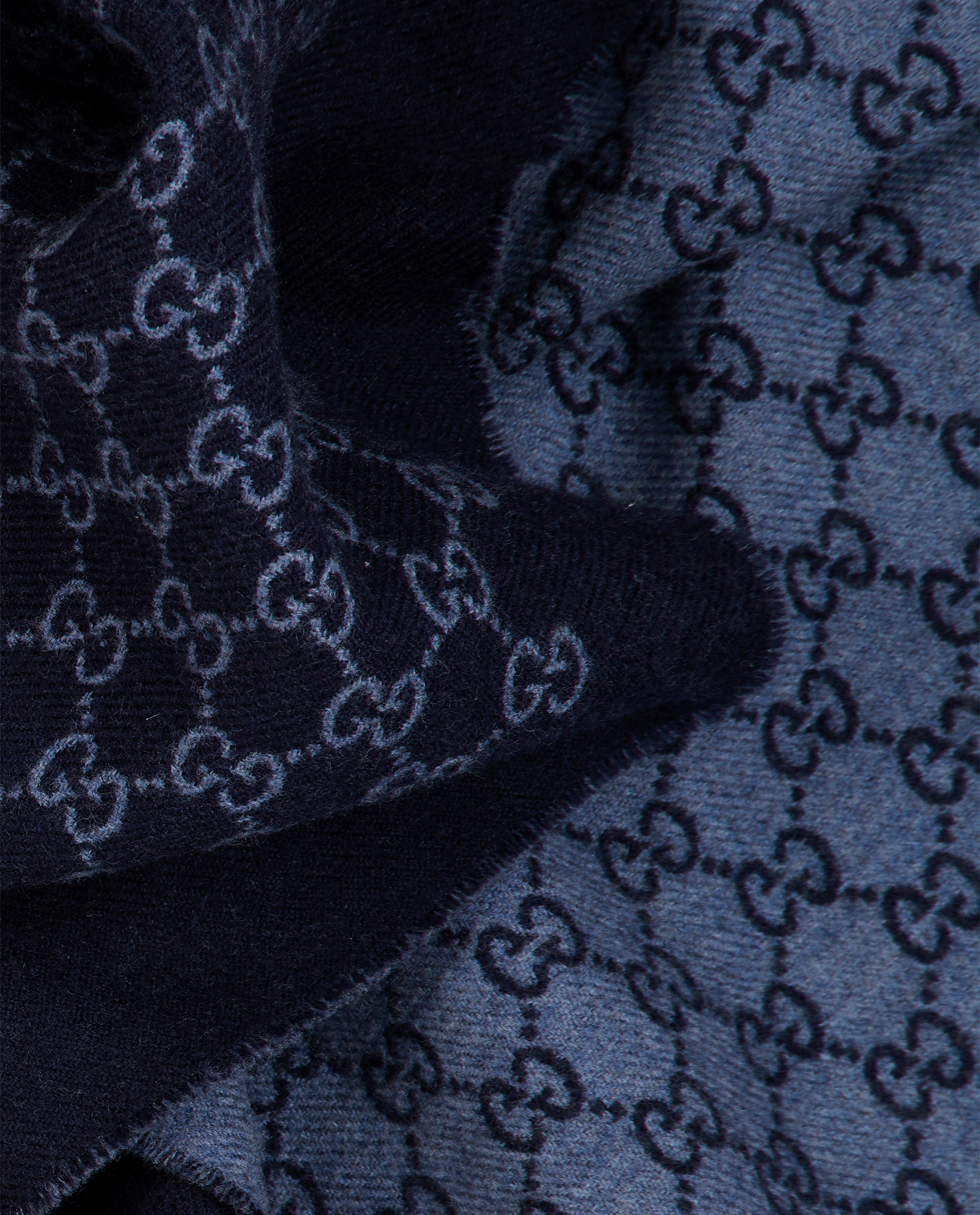 Gucci GG Fringed Scarf, &pound;230, Accessories, Blue, Wool, Other view