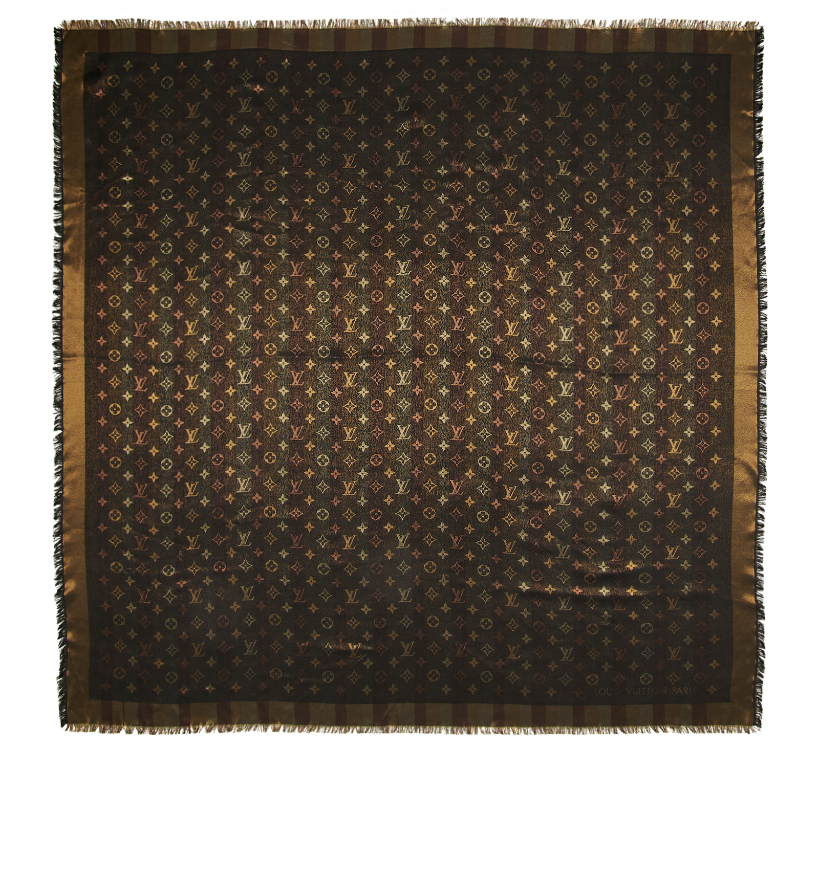 Louis Vuitton So Shine Monogram Shawl, &pound;250, Accessories, Black/Bronze/Brown, Silk/Viscose, Back view