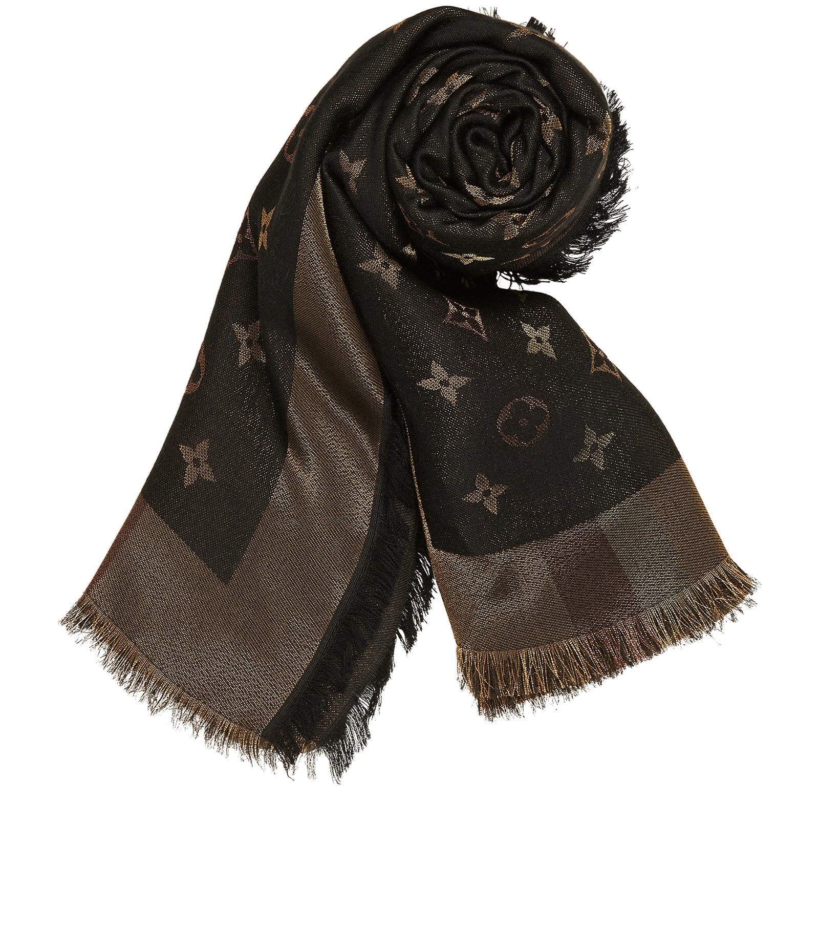 Louis Vuitton So Shine Monogram Shawl, &pound;250, Accessories, Black/Bronze/Brown, Silk/Viscose, Other view