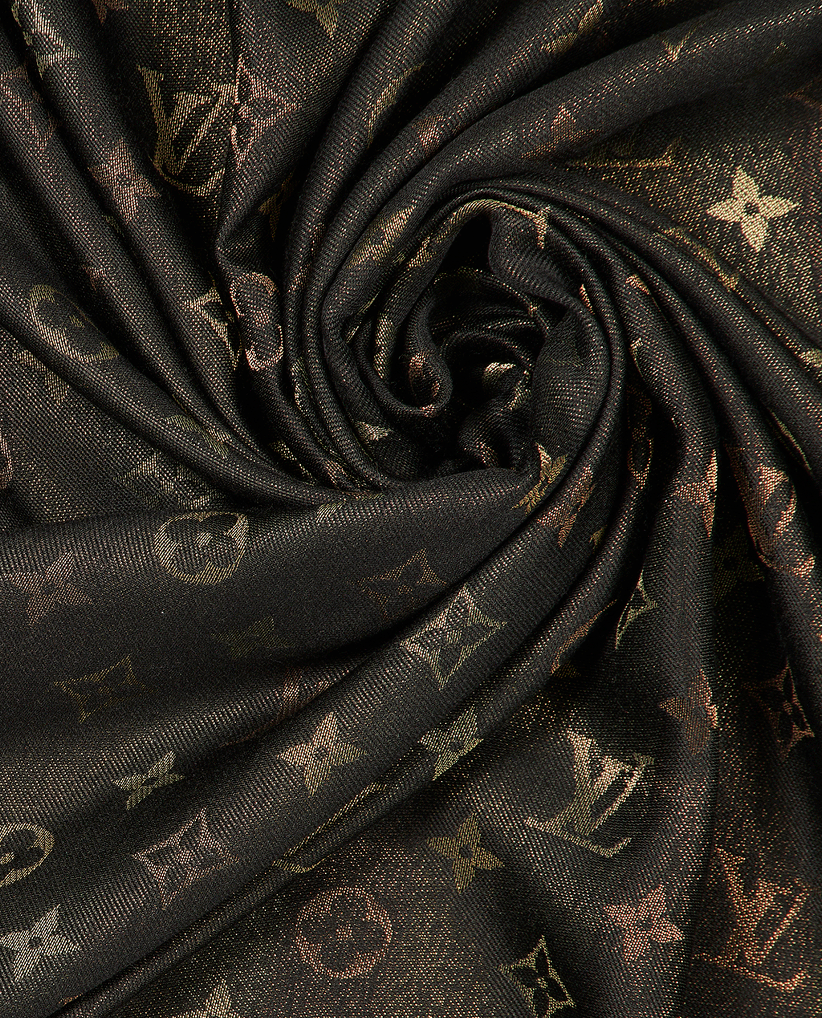 Louis Vuitton So Shine Monogram Shawl, &pound;250, Accessories, Black/Bronze/Brown, Silk/Viscose, Other view