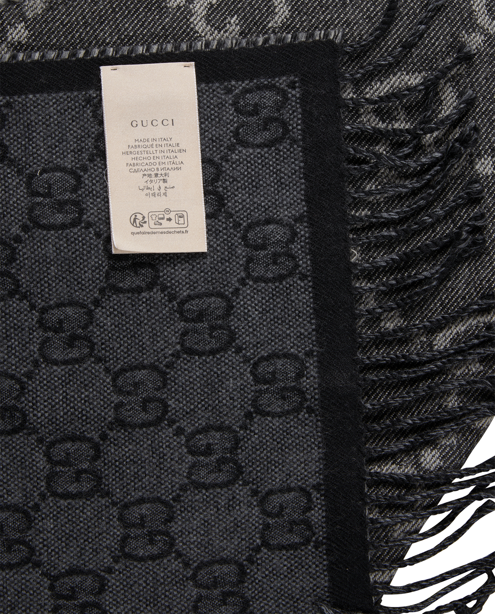 Gucci GG Scarf, &pound;220, Accessories, Black, Wool, Other view