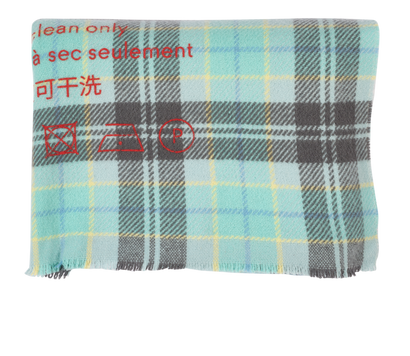 Acne Studios Plaid & Logo Printed Shawl, &pound;90, Accessories, Blue/Green/Grey, Wool, Front view
