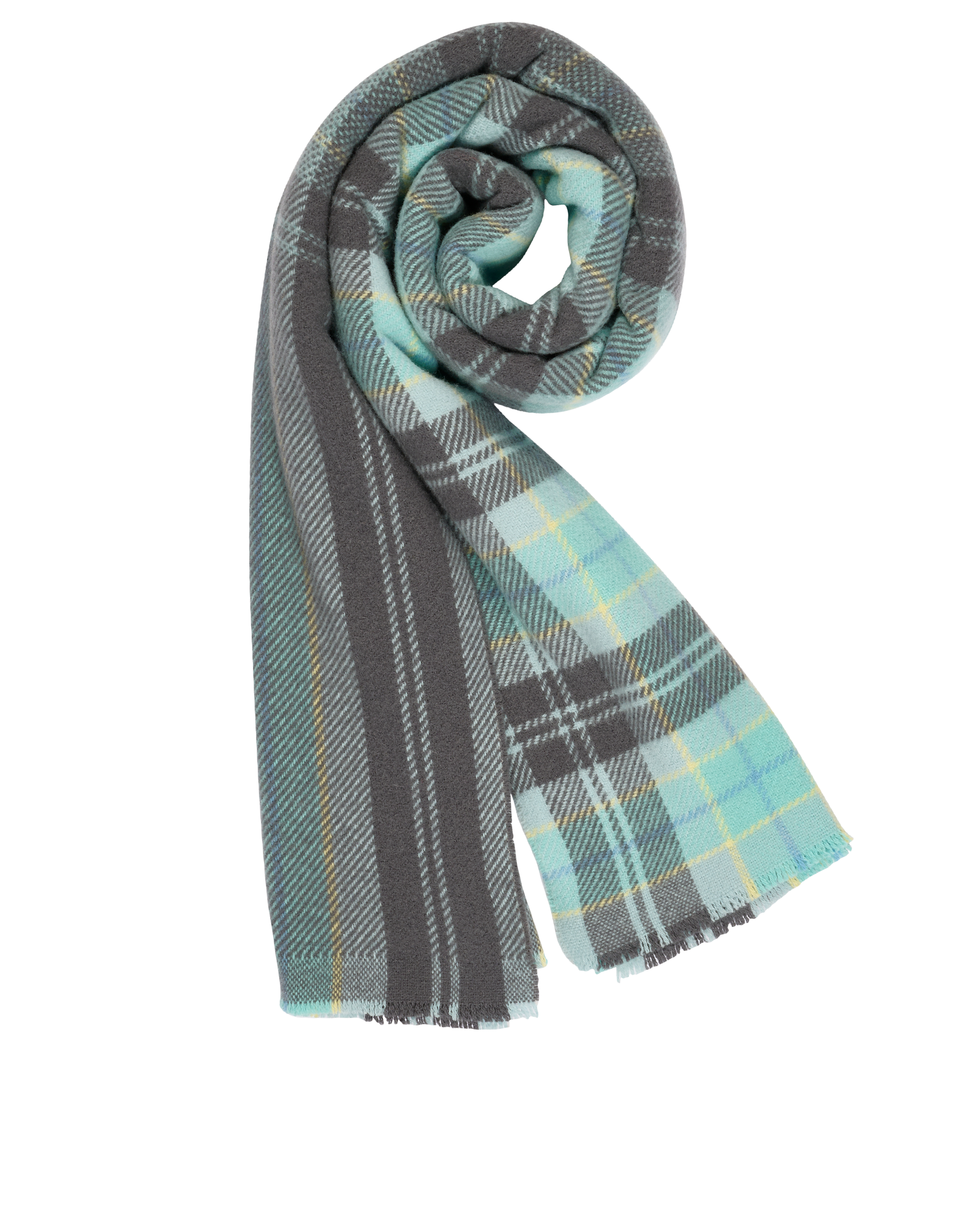 Acne Studios Plaid & Logo Printed Shawl, &pound;90, Accessories, Blue/Green/Grey, Wool, Other view