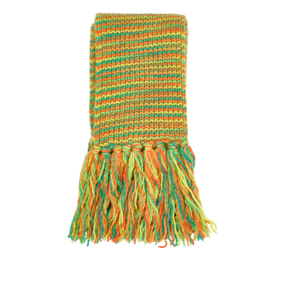 Acne Studios Fringed Knit Scarf, &pound;70, Accessories, Green/Orange, Wool, Front view