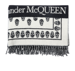 Alexander McQueen Skulls Maxi Scarf, Wool, Black/White, 2*