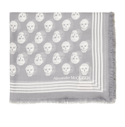 Alexander McQueen Skulls Scarf, Modal, Grey, 3*