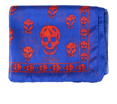 Alexander McQueen Skull Scarf, &pound;120, Accessories, Blue/Red, Silk, Front view