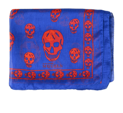 Alexander McQueen Skull Scarf, Silk, Blue/Red, MII, 3*
