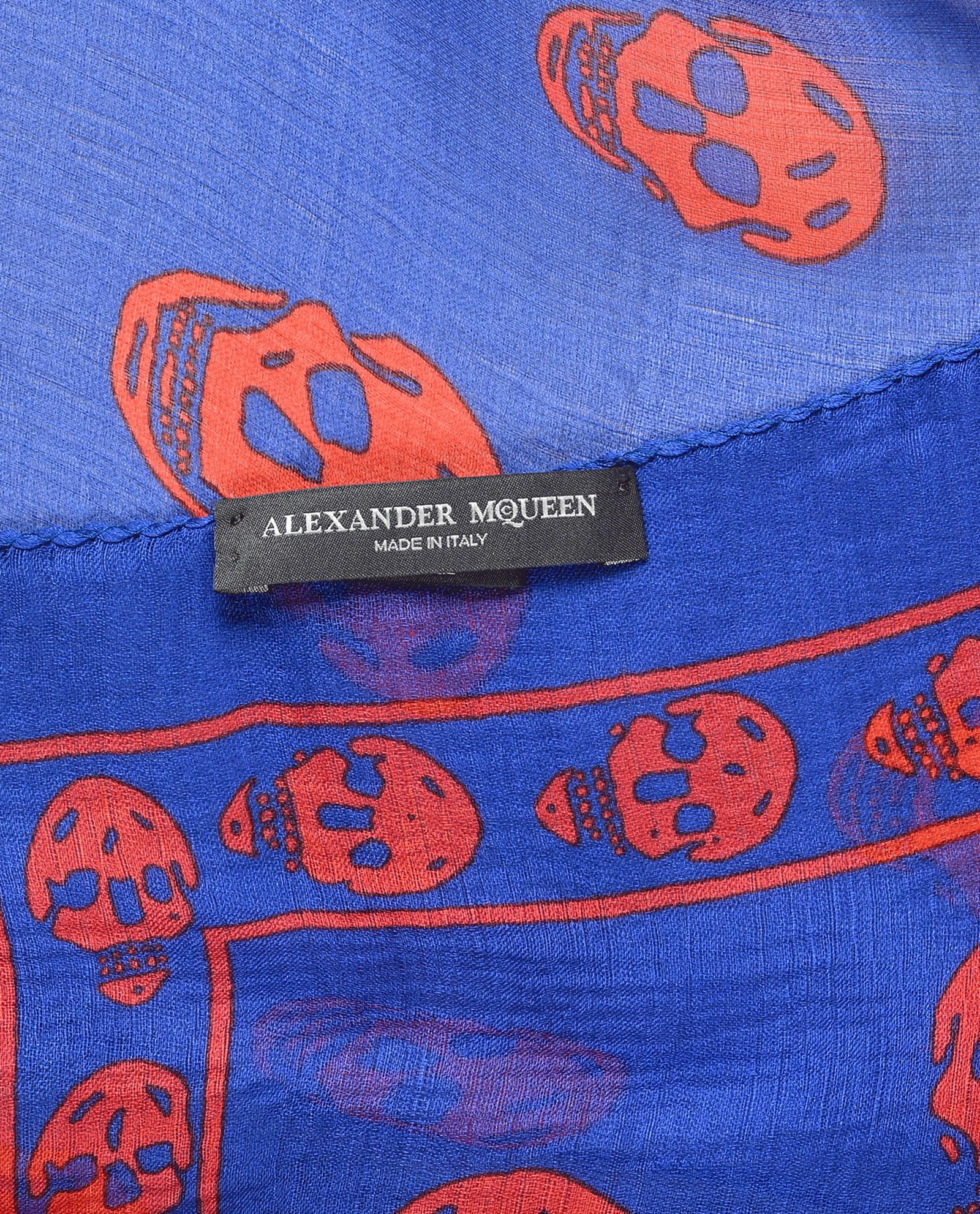 Alexander McQueen Skull Scarf, &pound;120, Accessories, Blue/Red, Silk, Other view