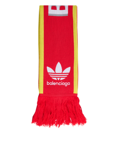 Balenciaga x Adidas Logo & Stripe Scarf, £150, Accessories, Red, Wool, Front view