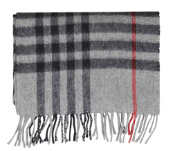 Burberry Long Check Scarf, Cashmere, Dark Grey/Black, 2*