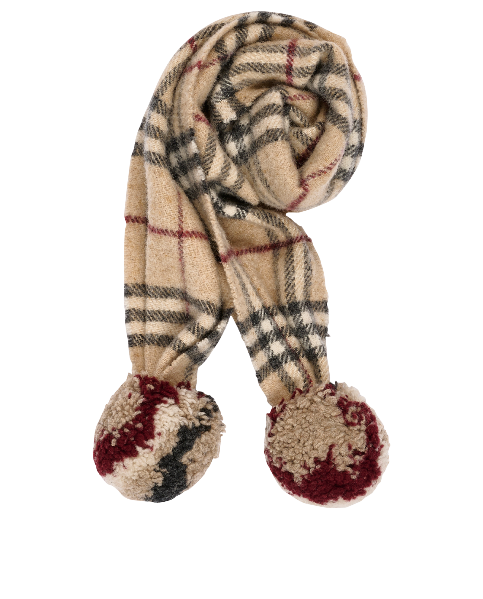Burberry Pom Pom Check Scarf, &pound;110, Accessories, Beige, Wool, Other view