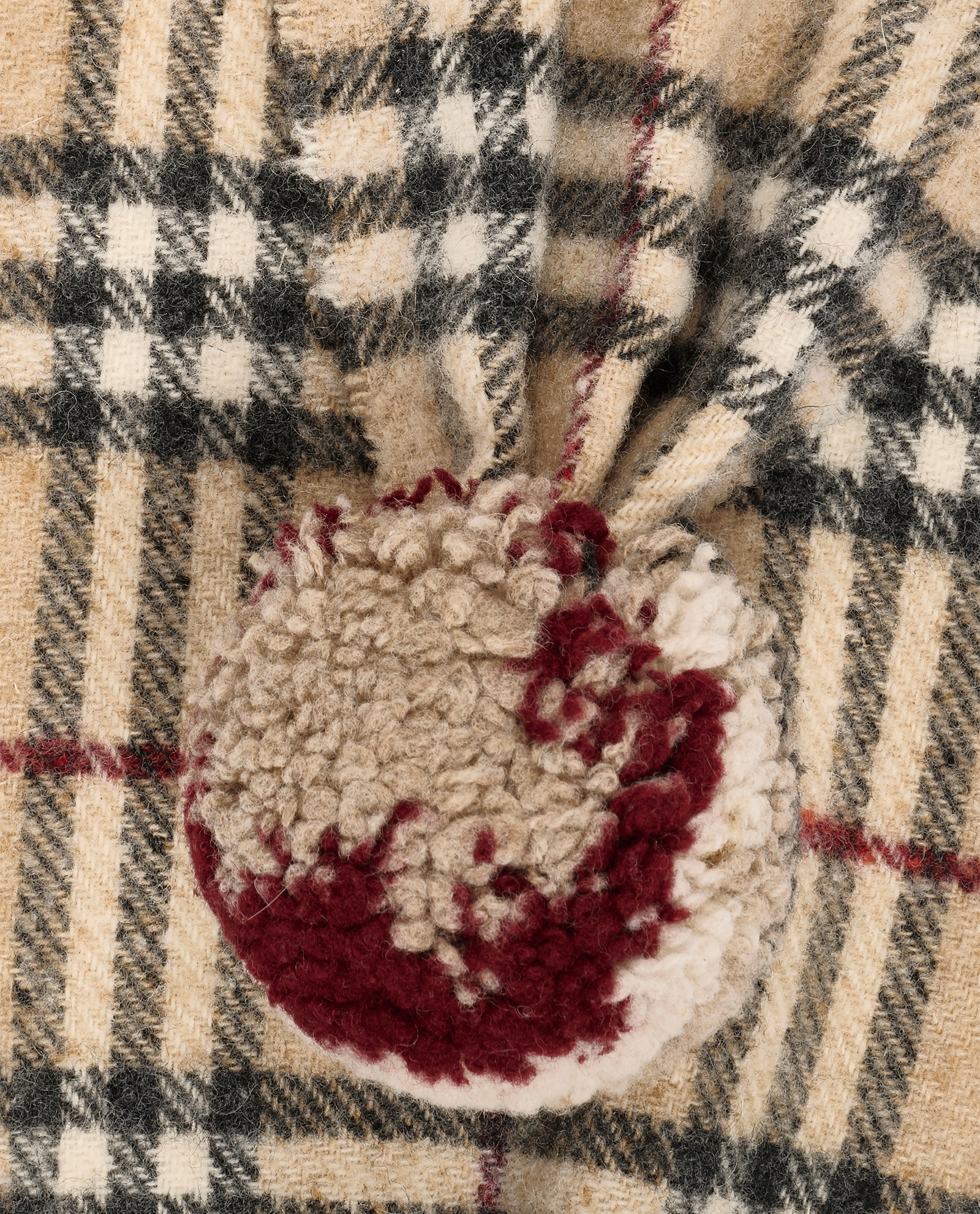 Burberry Pom Pom Check Scarf, &pound;110, Accessories, Beige, Wool, Other view