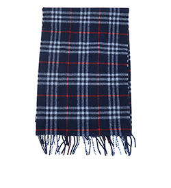 Burberry Check Scarf, Lambswool, Blue, 3*