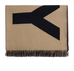 Burberry Logo Long Scarf, Wool, Beige/Black, 2*