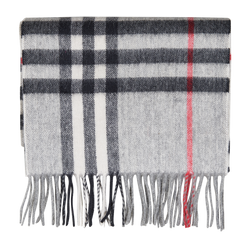 Burberry Long Check Scarf, Cashmere, Light Grey/Red/Cream, 2*