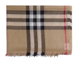 Burberry Giant Check Gauze Scarf, Wool/Silk, Beige, 220 x 70, 3*