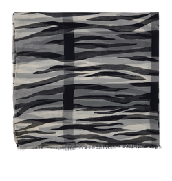 Burberry Zebra Print Scarf, Cotton, Black/White, 2*