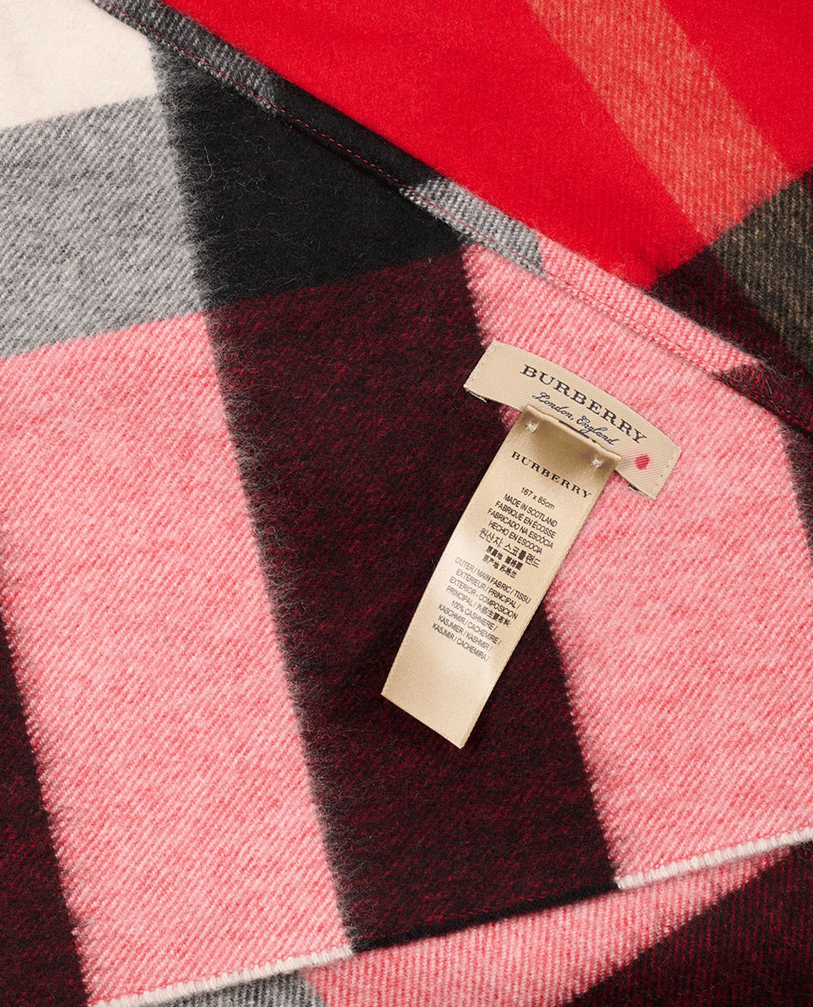 Burberry Half Mega Bandana, &pound;295, Accessories, Red, Cashmere, Other view