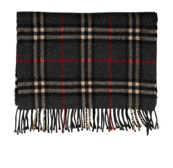 Burberrys Check Scarf, Cashmere, Grey, MIE, 3*