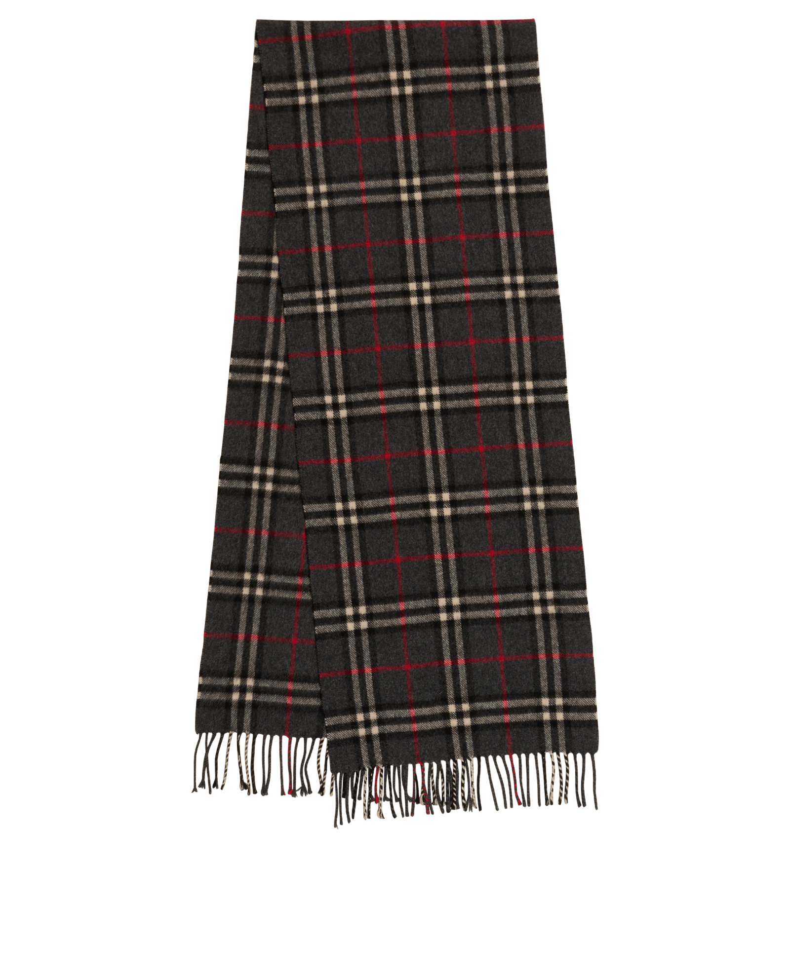 Burberrys Check Scarf, &pound;180, Accessories, Grey, Cashmere, Back view