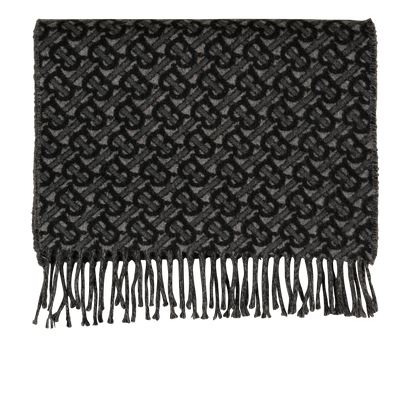 Burberry TB Scarf, &pound;250, Accessories, Black/Grey, Cashmere, Front view