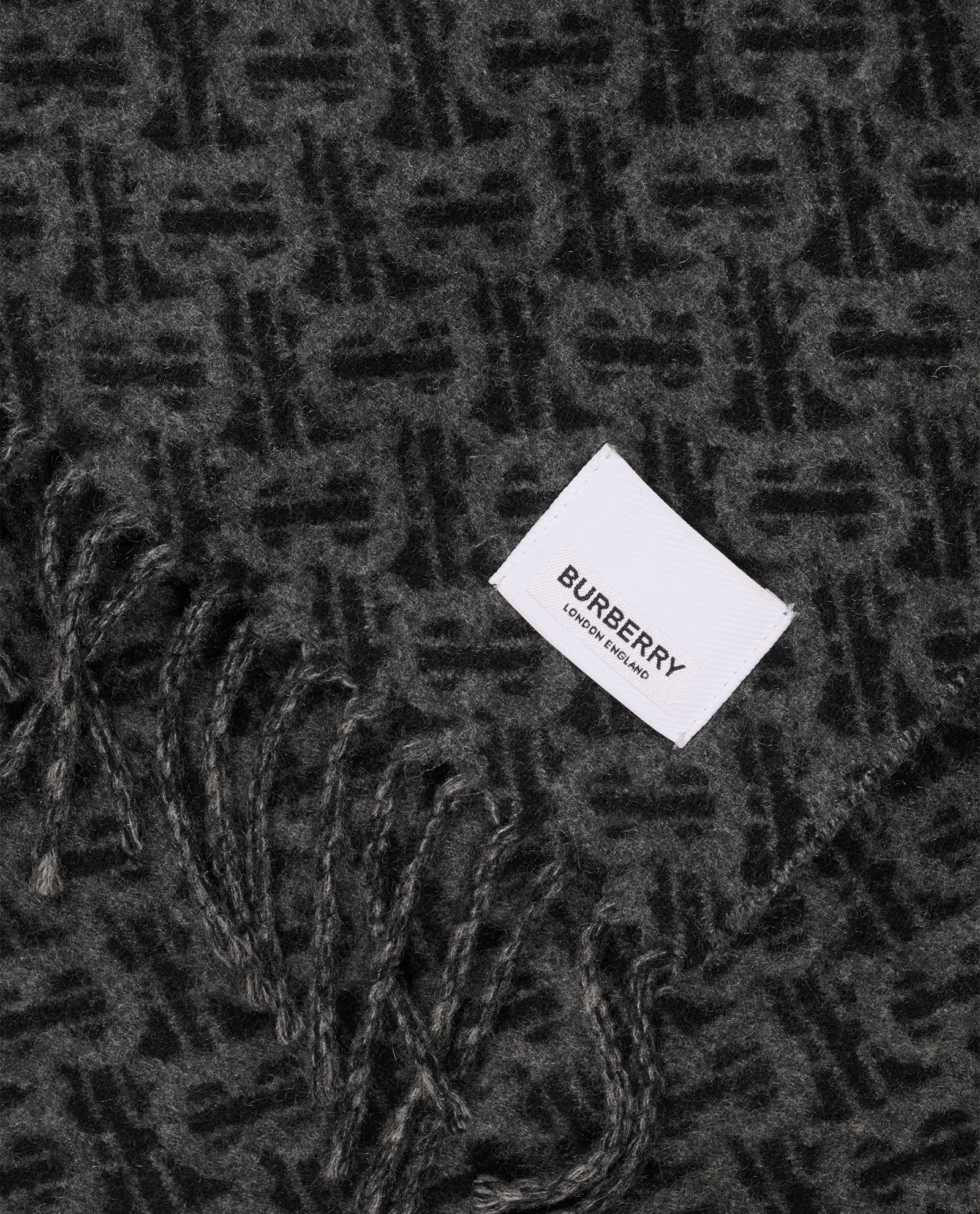 Burberry TB Scarf, &pound;250, Accessories, Black/Grey, Cashmere, Other view