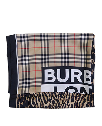 Burberry Montage and Logo Print Scarf, front view