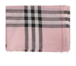 Burberry Check Scarf, Wool/Silk, Pink/Black, 3*
