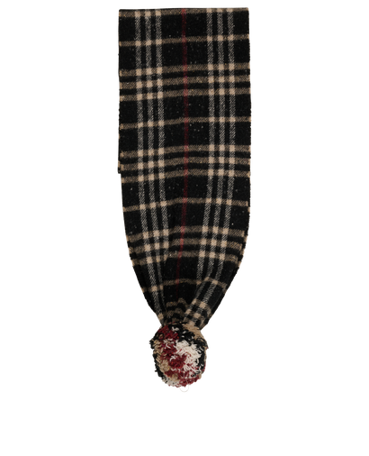 Burberry Pom Pom Scarf, &pound;95, Accessories, Beige/Black, Wool, Front view