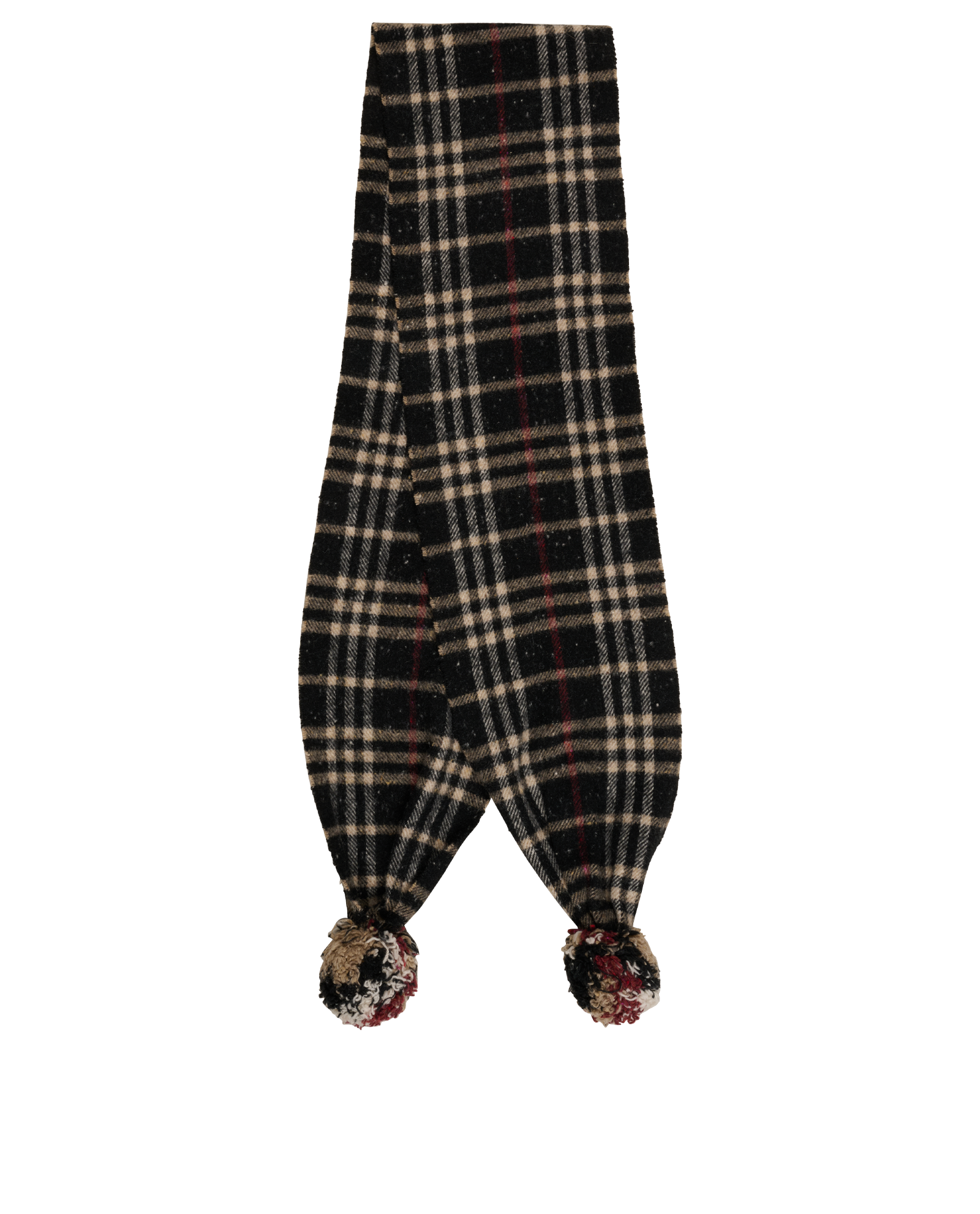 Burberry Pom Pom Scarf, &pound;95, Accessories, Beige/Black, Wool, Back view