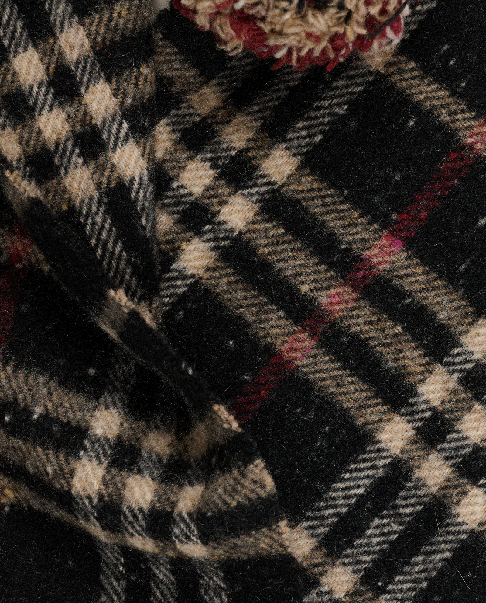 Burberry Pom Pom Scarf, &pound;95, Accessories, Beige/Black, Wool, Other view