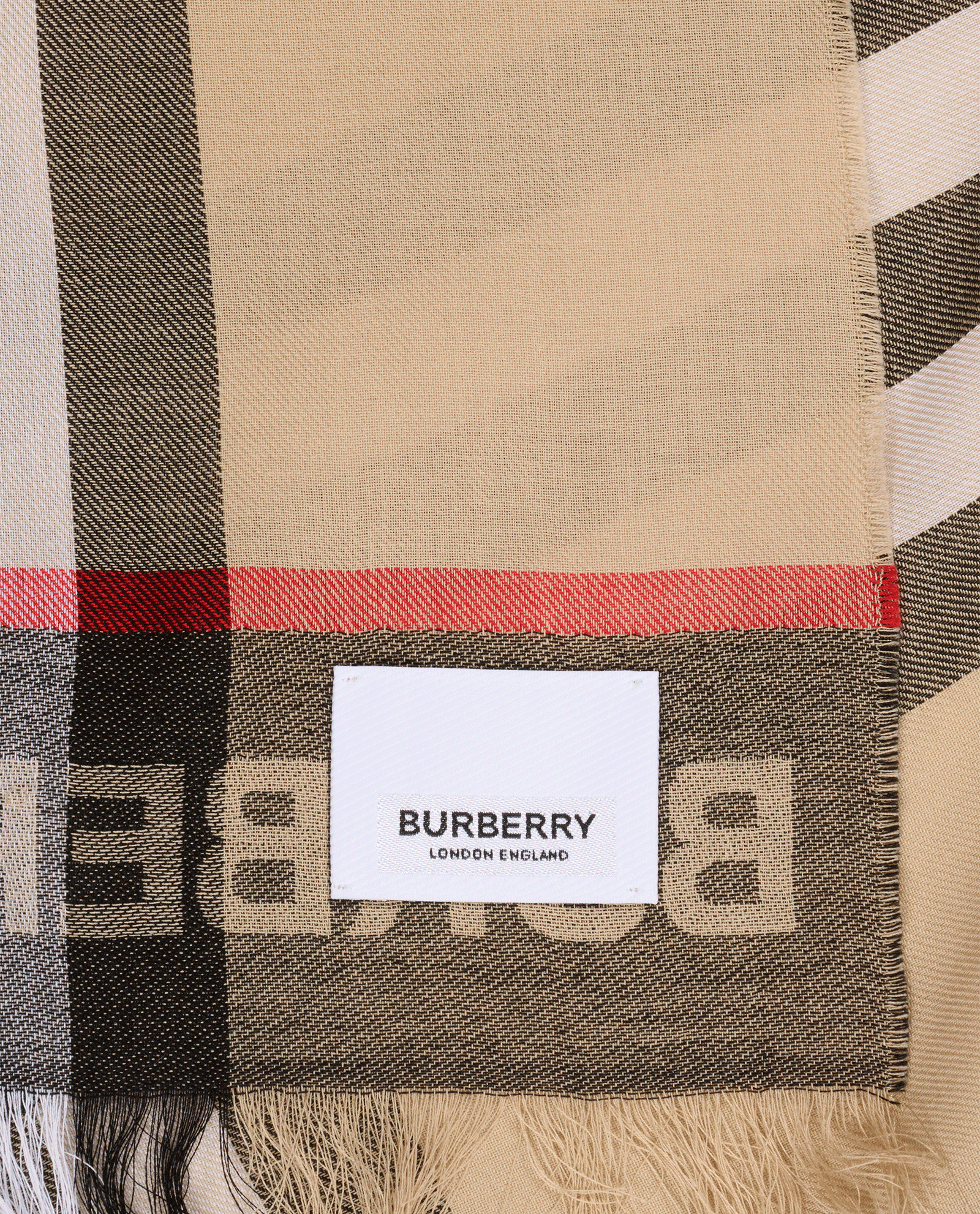 Burberry Check Scarf, &pound;230, Accessories, Beige/Black/Red, Cotton, Other view
