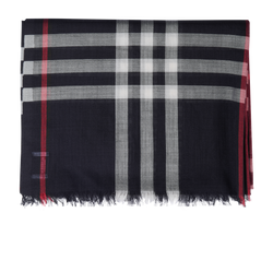 Burberry Lightweight Check Scarf, Wool, Black, 3*