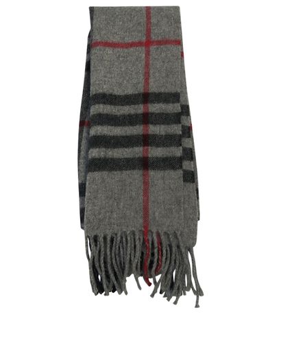 Burberry Check Scarf, &pound;80, Accessories, Grey, Wool, Front view