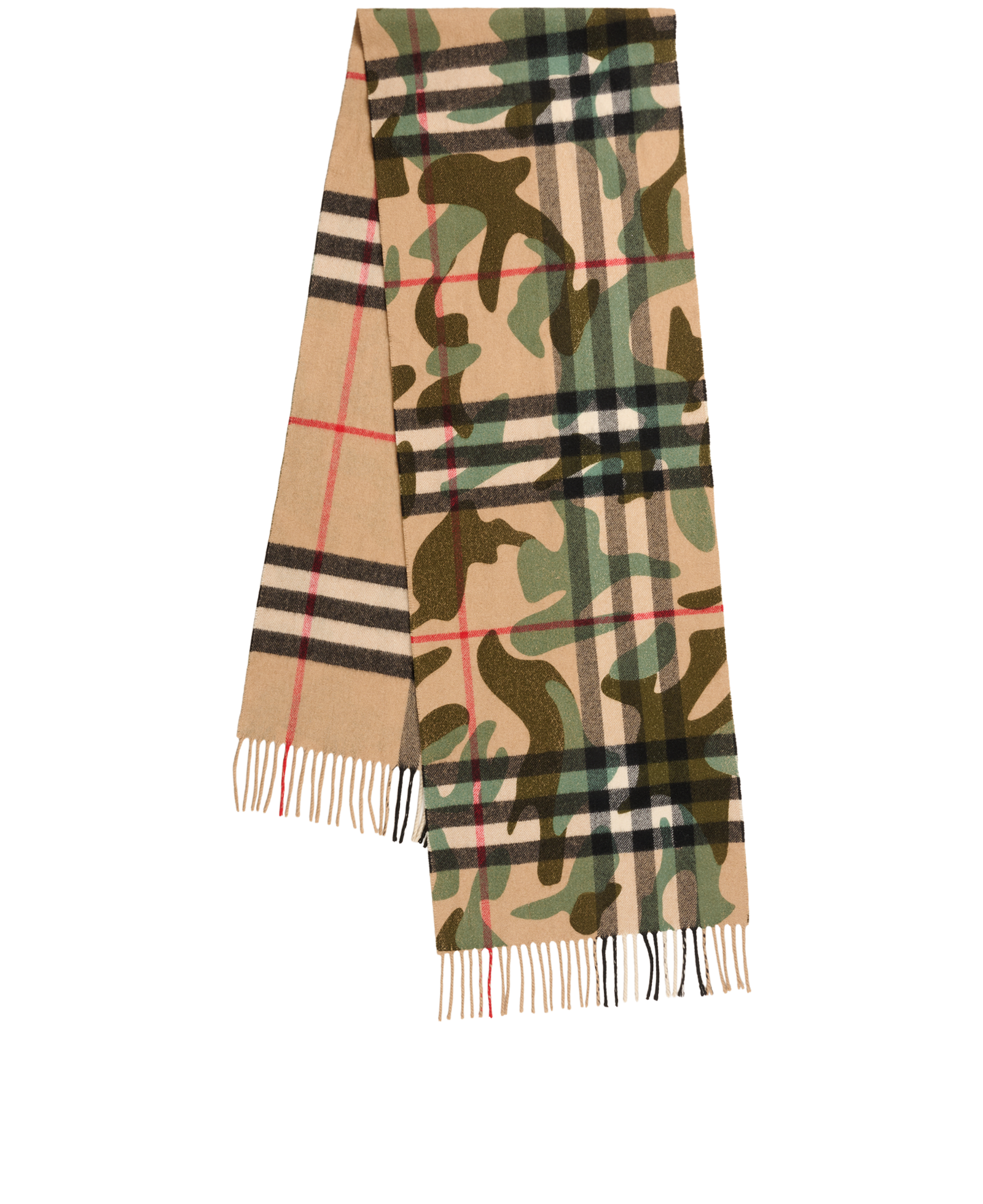 Burberry Camouflage Scarf, &pound;220, Accessories, Beige/Green, Cashmere, Back view
