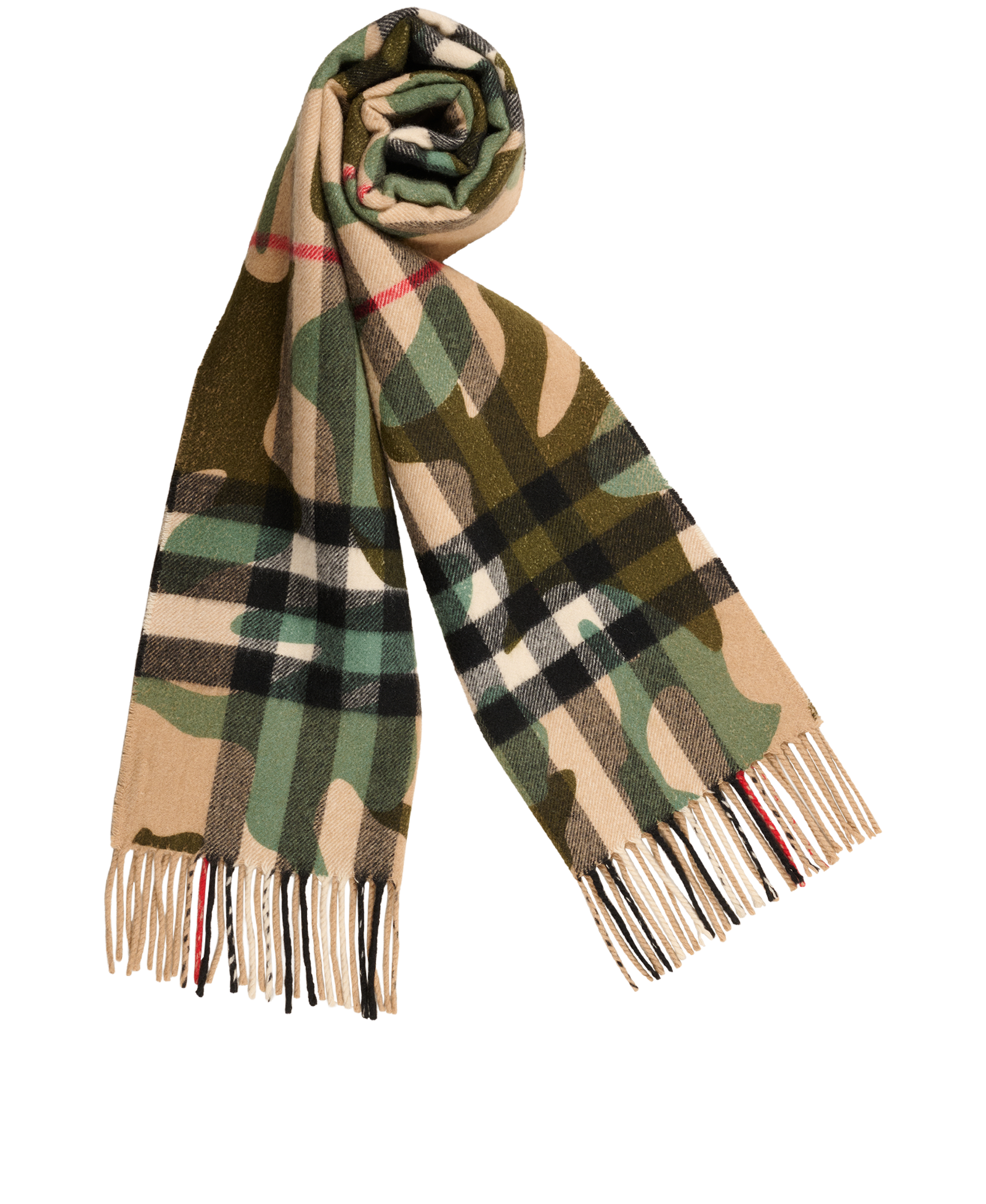 Burberry Camouflage Scarf, &pound;220, Accessories, Beige/Green, Cashmere, Other view