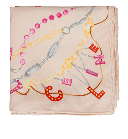 Celine Ornaments Print Scarf, &pound;220, Accessories, Pink, Silk, Front view
