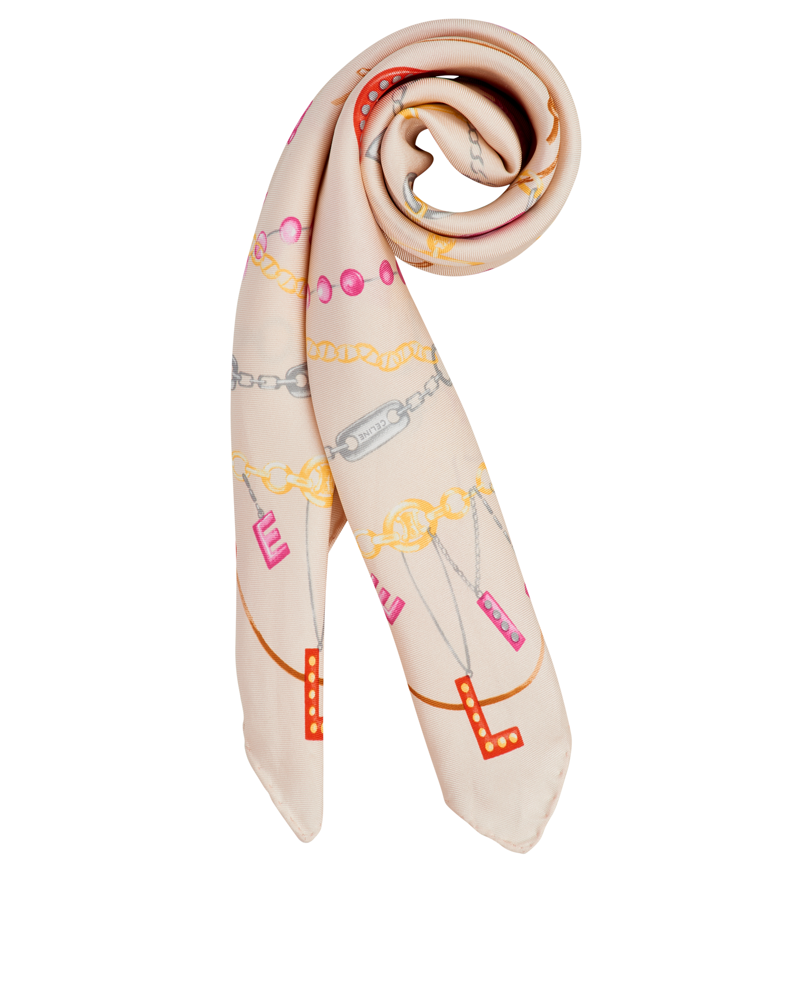 Celine Ornaments Print Scarf, &pound;220, Accessories, Pink, Silk, Other view
