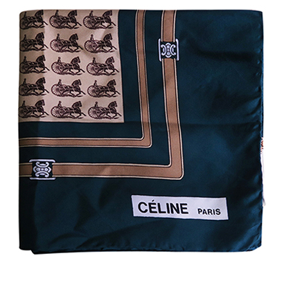 Celine Vintage Silk Horse Scarf, front view