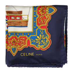 Celine Scarf, Silk, Navy/Gold/Red, 3*