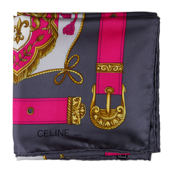 Celine 90 Scarf, Silk, Grey/Pink, 3*