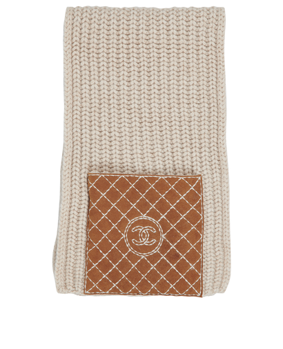 Chanel Suede Quilted Pocket Knit Scarf, front view