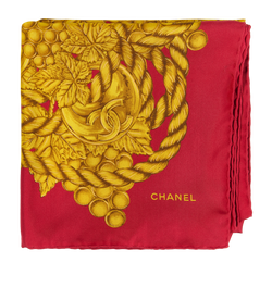 Chanel CC Grapes Print Scarf, Silk, Red/Gold, MIF, 3*